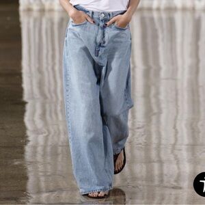 Zara Blue Flare Wide Leg Jeans